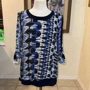 Joseph Ribkoff Stylish Blue/Black Pattern Women's Top Size 4